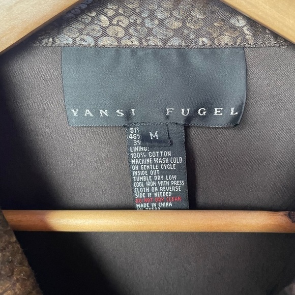 Yansi‎ Fugel Cotton Blend Animal Print Textured Jacket in Brown Size Medium - Picture 2 of 10